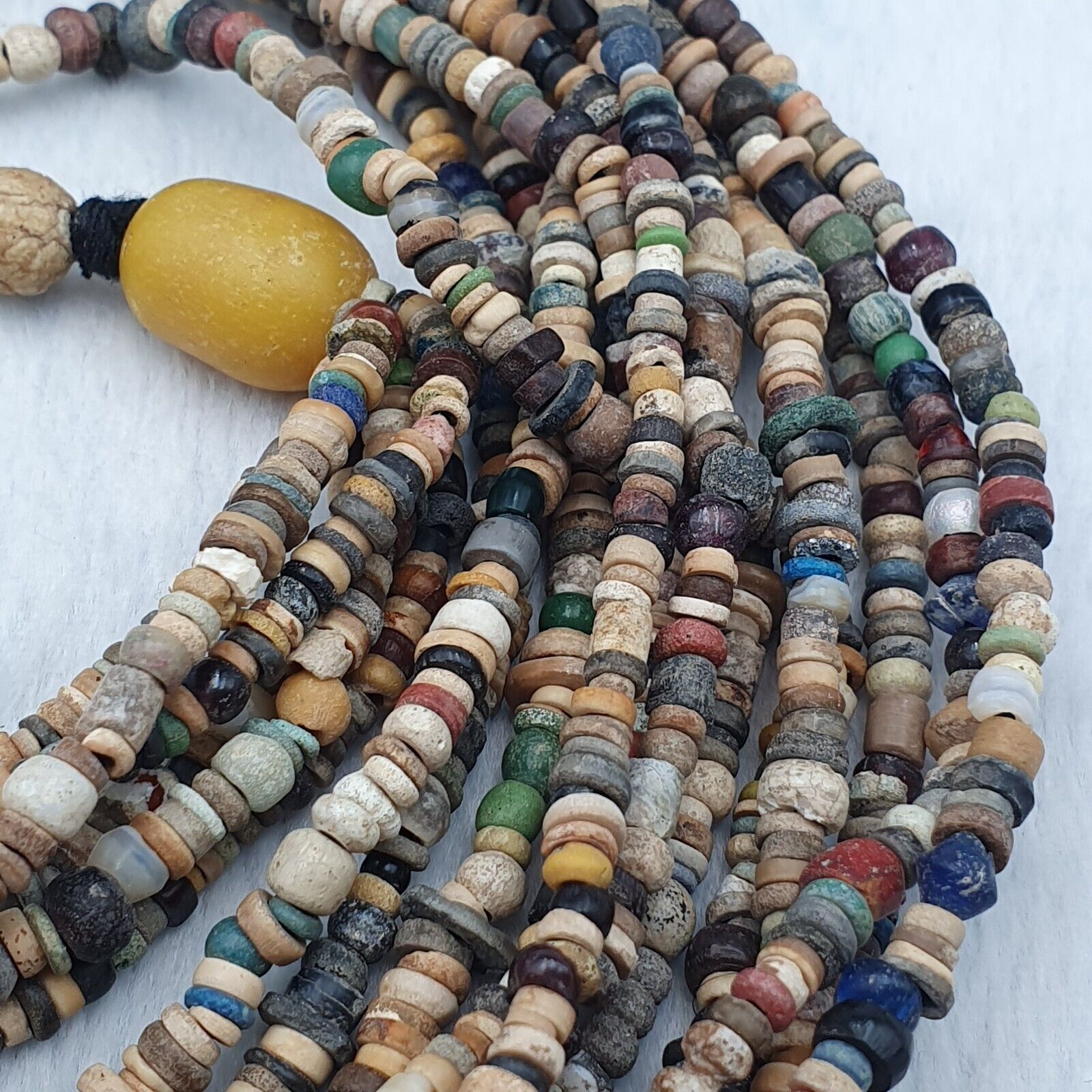 Authentic Ancient Islamic Roman Era Beads 6 Strands extra Long Necklace #NC 135