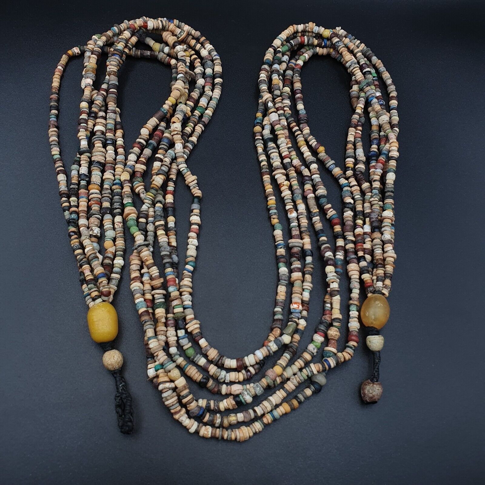 Authentic Ancient Islamic Roman Era Beads 6 Strands extra Long Necklace #NC 135