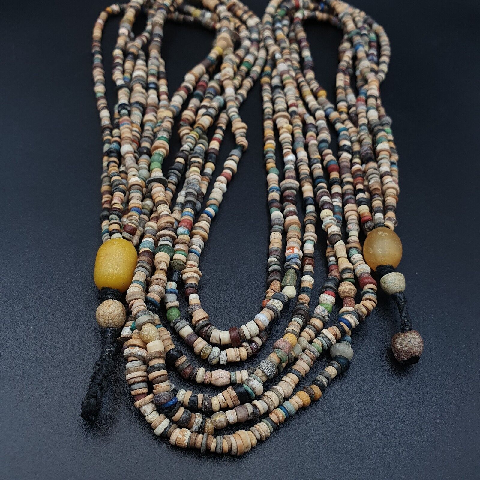 Authentic Ancient Islamic Roman Era Beads 6 Strands extra Long Necklace #NC 135