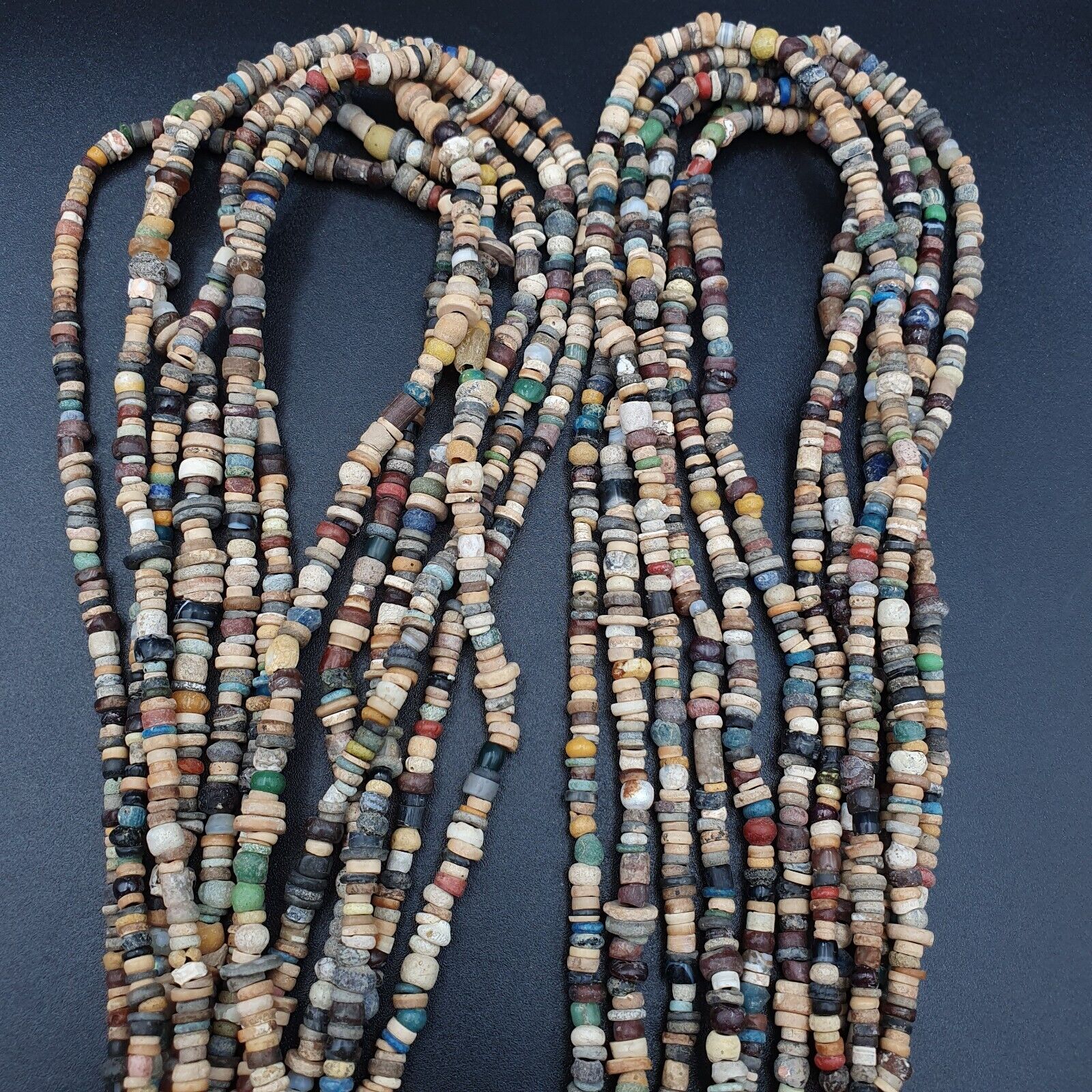 Authentic Ancient Islamic Roman Era Beads 6 Strands extra Long Necklace #NC 135