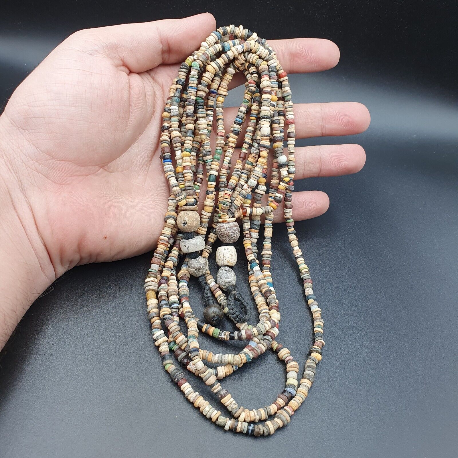 Authentic Ancient Islamic Roman Era Beads 5 Strands Necklace #NC 134