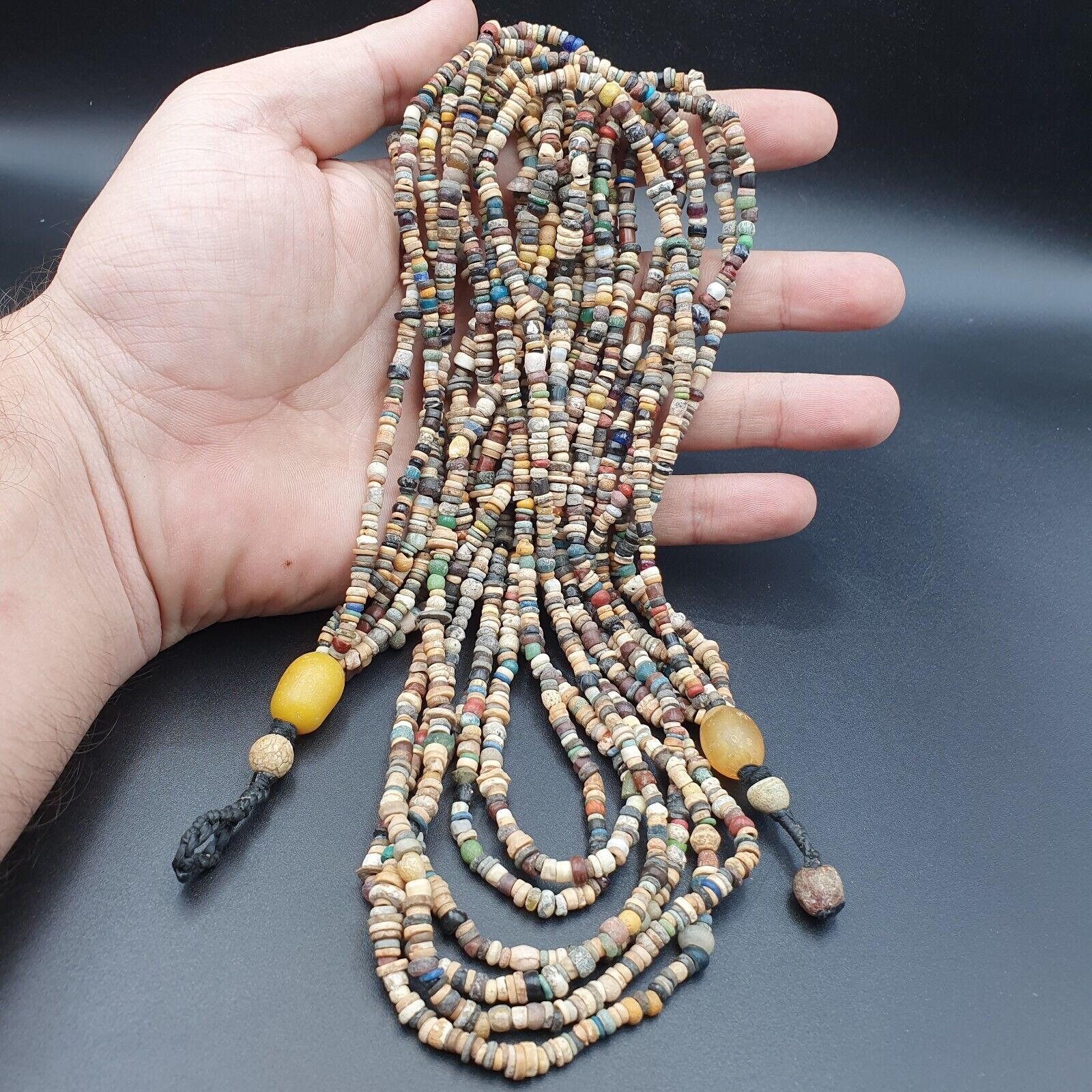 Authentic Ancient Islamic Roman Era Beads 6 Strands extra Long Necklace #NC 135
