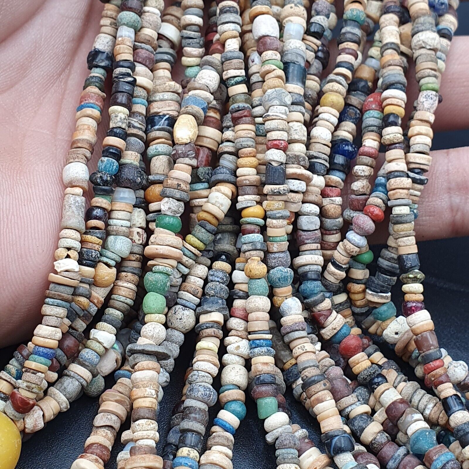 Authentic Ancient Islamic Roman Era Beads 6 Strands extra Long Necklace #NC 135