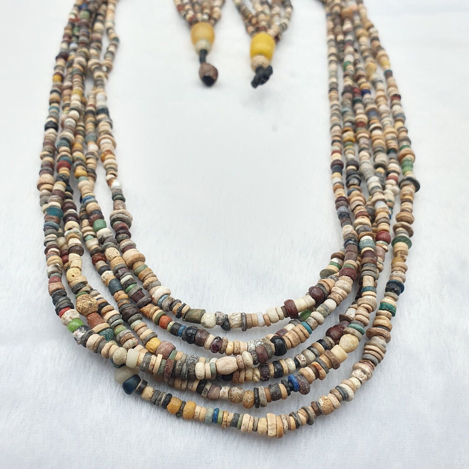 Authentic Ancient Islamic Roman Era Beads 6 Strands extra Long Necklace #NC 135