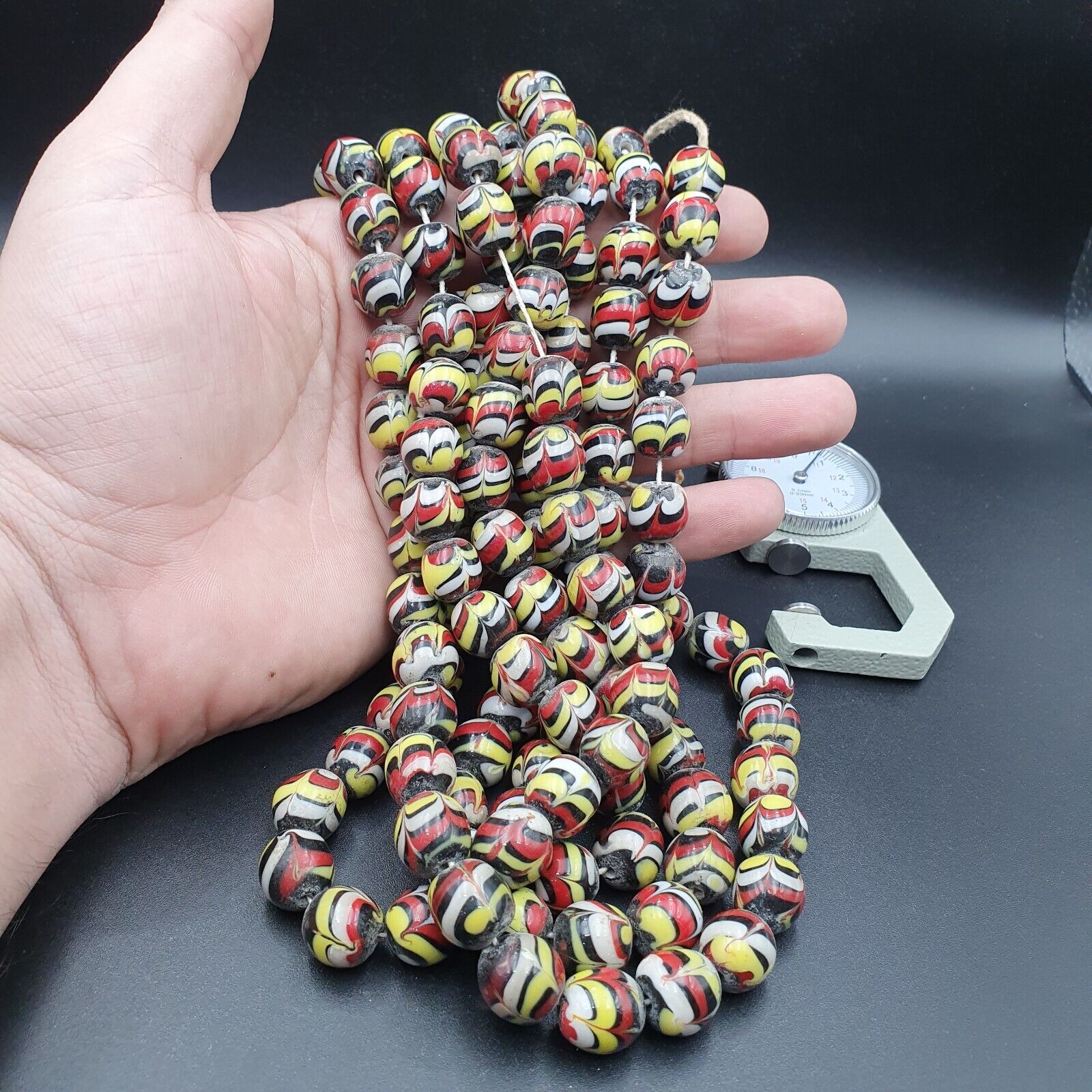 Strand vintage Glass beads Fancy FEATHER glass beads long Necklaces