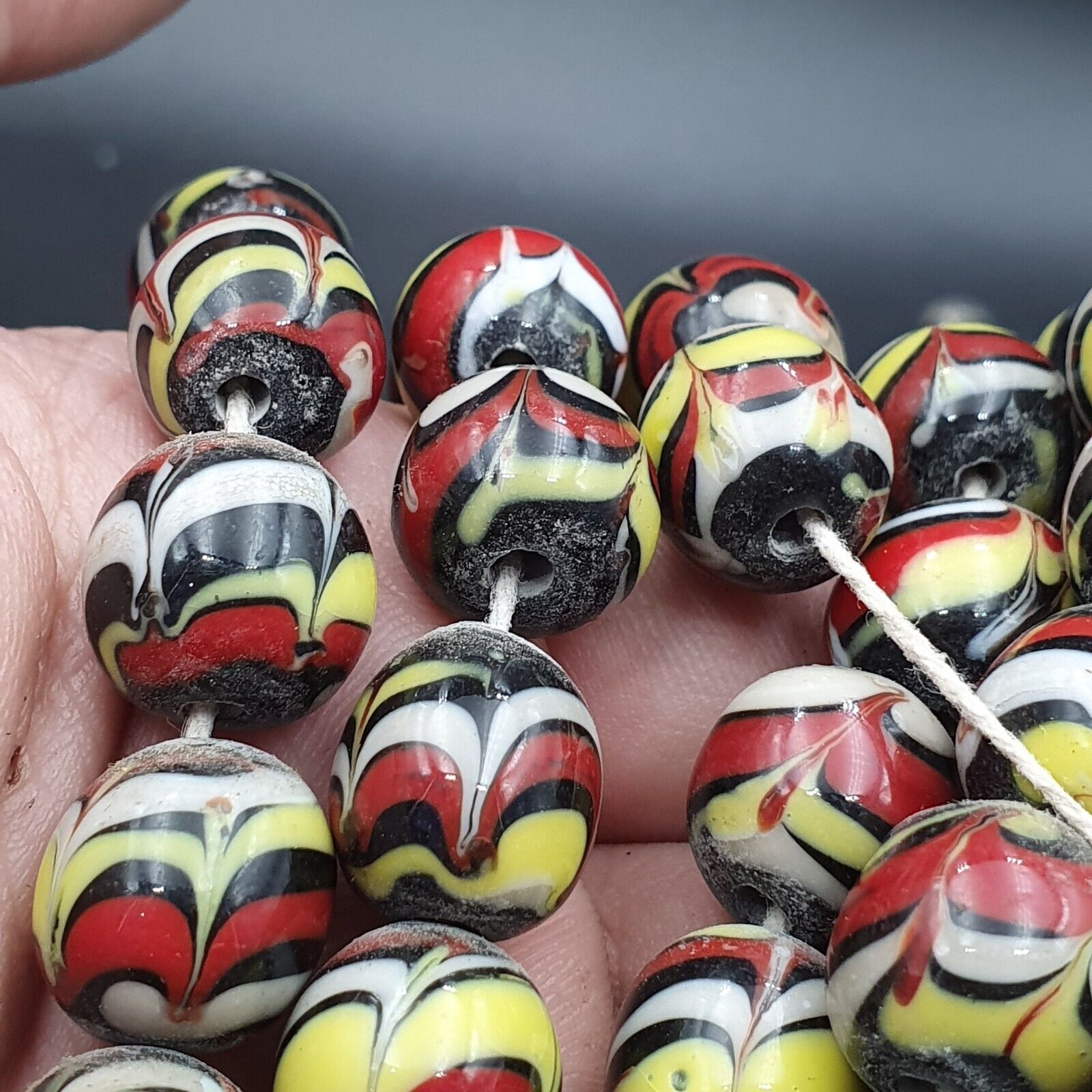 Strand vintage Glass beads Fancy FEATHER glass beads long Necklaces