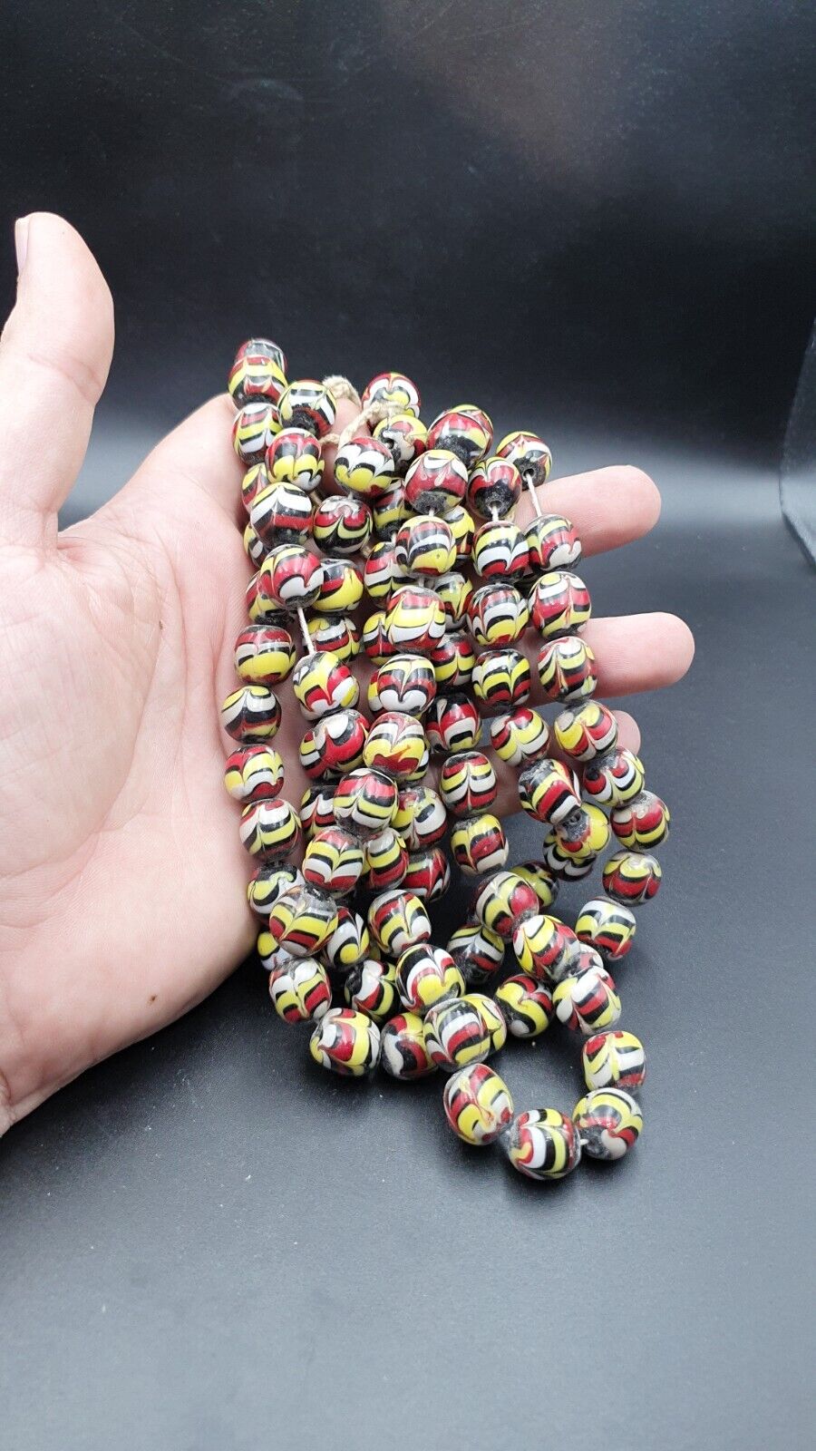 Strand vintage Glass beads Fancy FEATHER glass beads long Necklaces