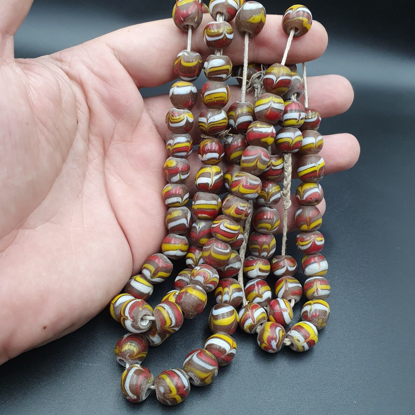 Strand vintage Glass beads Fancy FEATHER glass beads long Necklaces