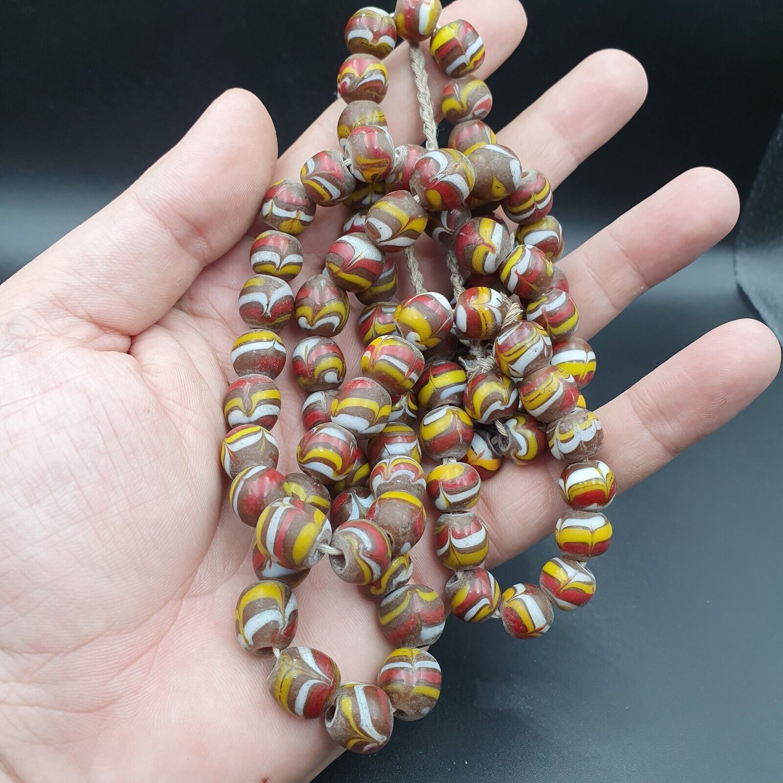 Strand vintage Glass beads Fancy FEATHER glass beads long Necklaces