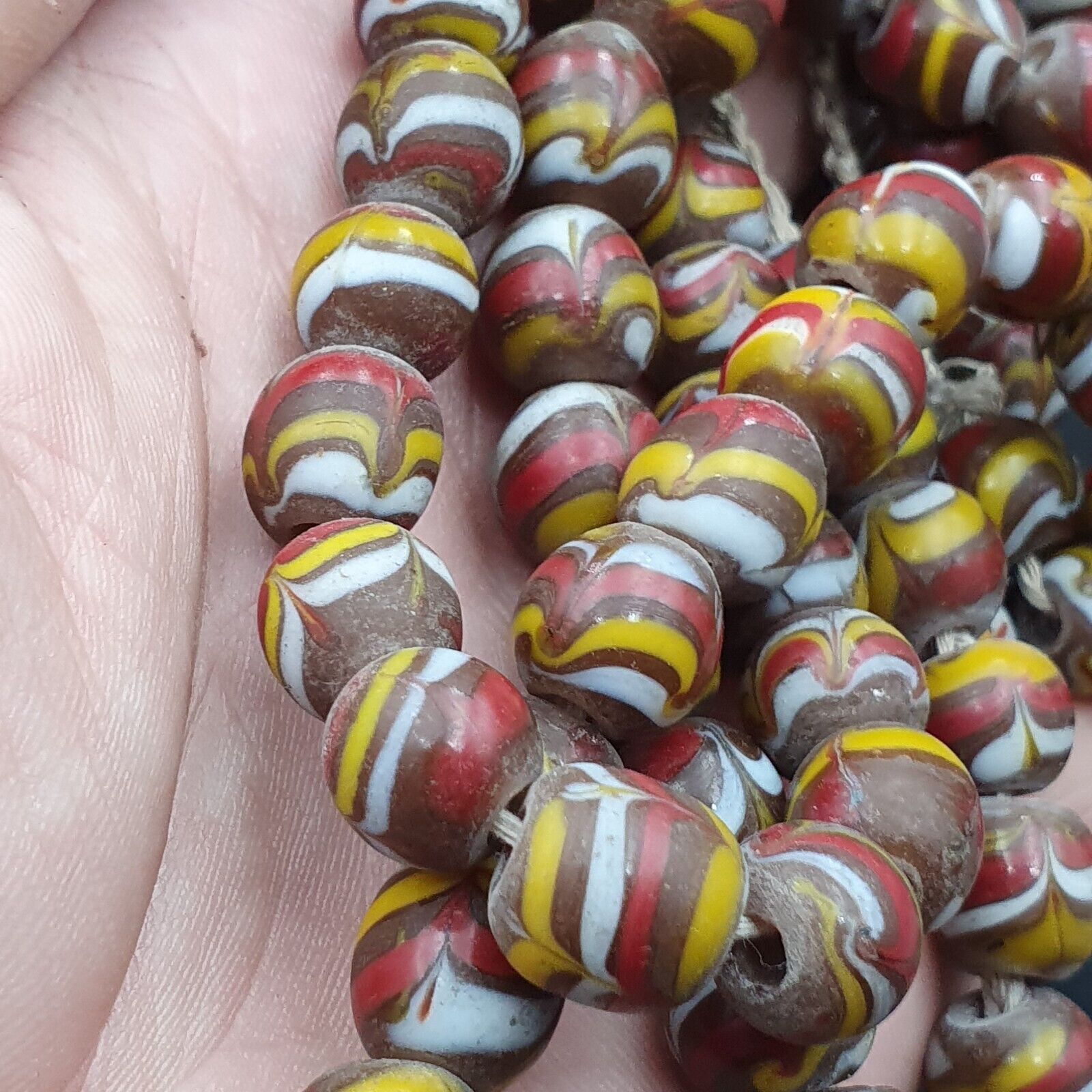 Strand vintage Glass beads Fancy FEATHER glass beads long Necklaces