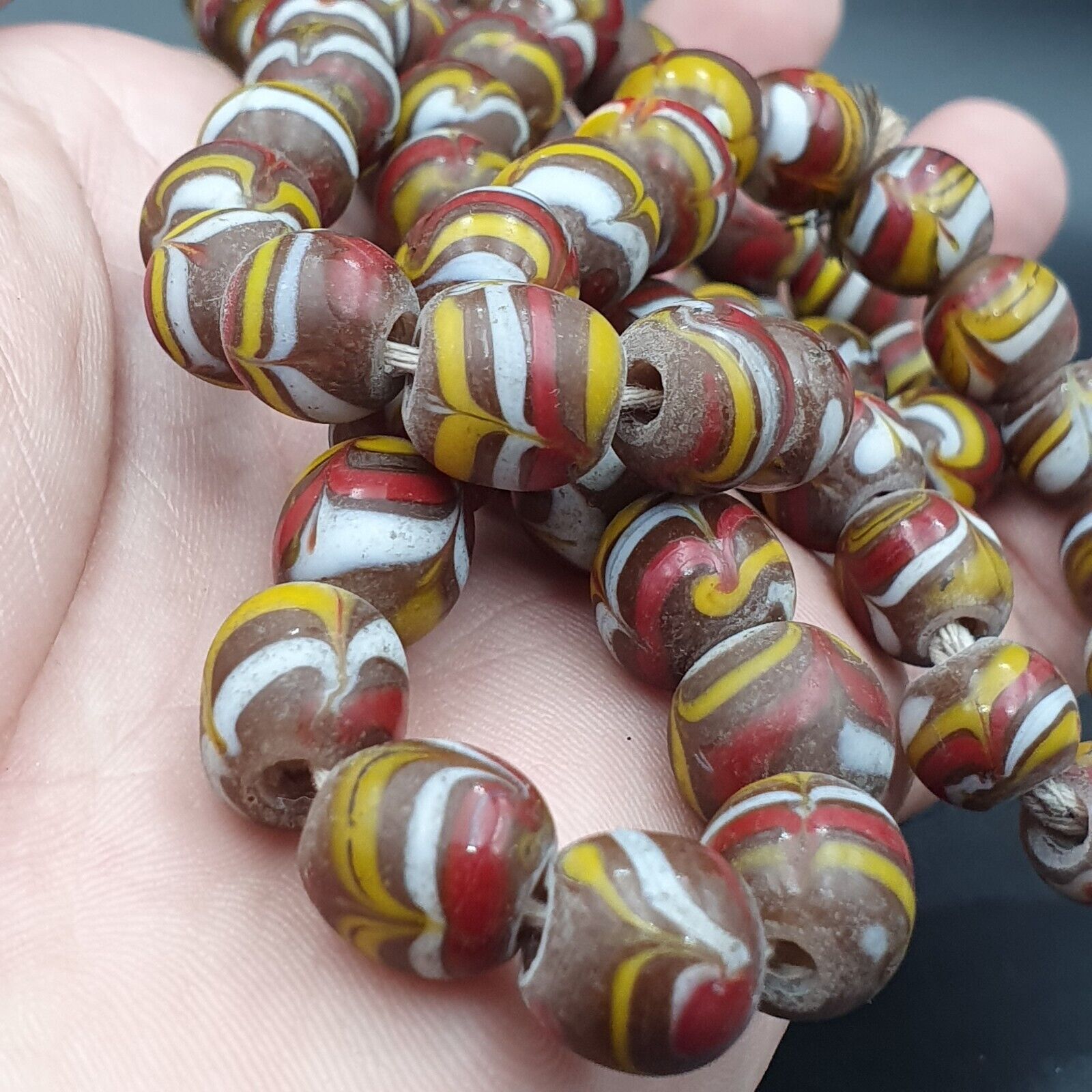 Strand vintage Glass beads Fancy FEATHER glass beads long Necklaces