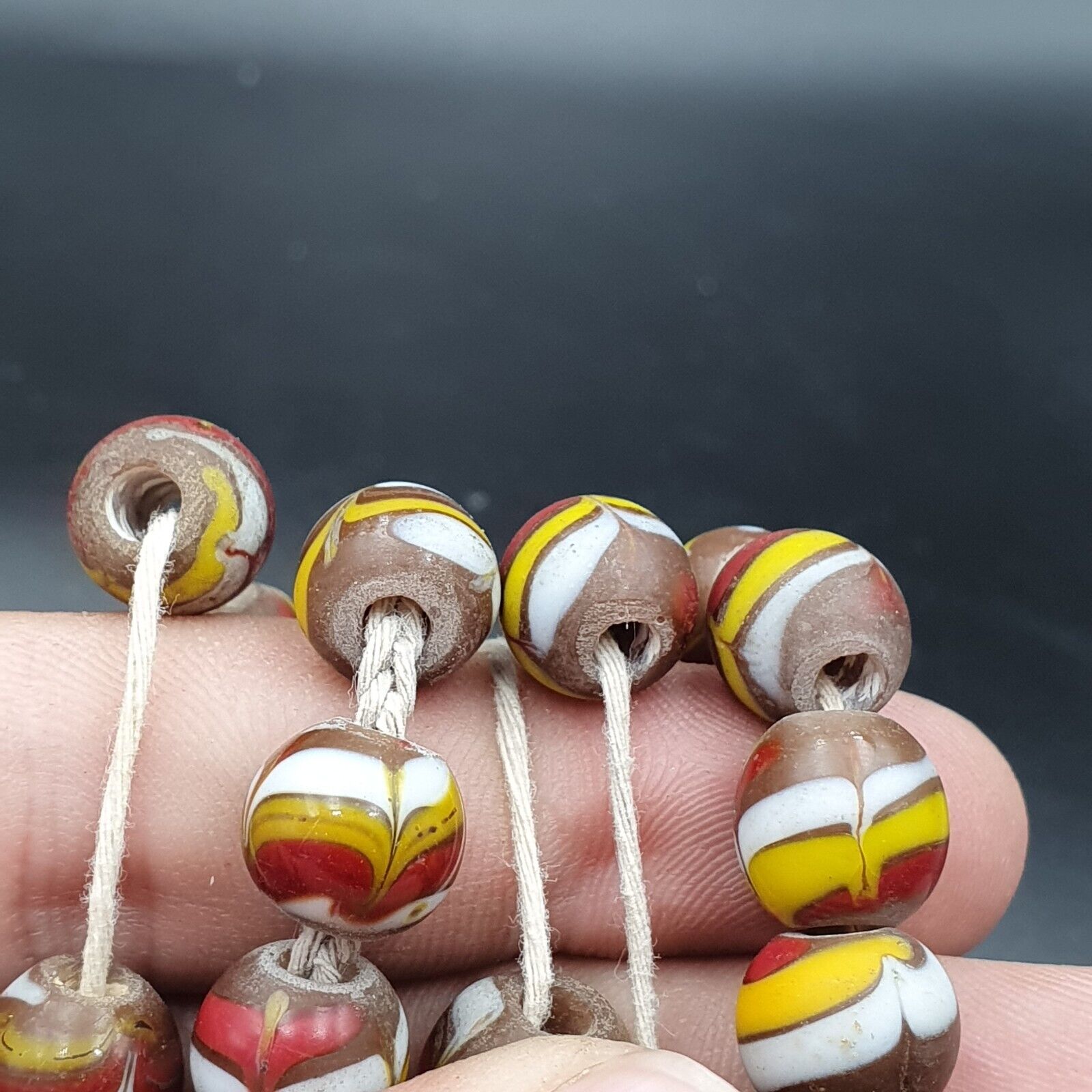 Strand vintage Glass beads Fancy FEATHER glass beads long Necklaces