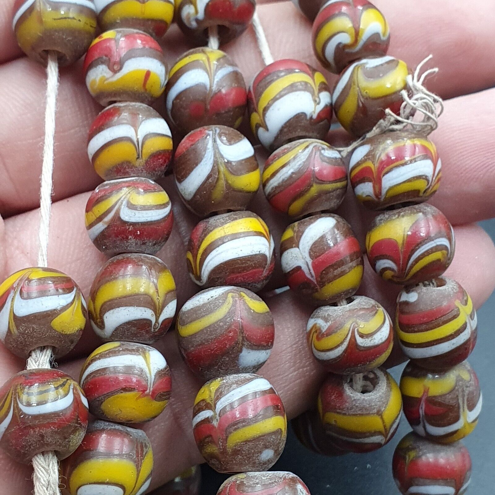 Strand vintage Glass beads Fancy FEATHER glass beads long Necklaces