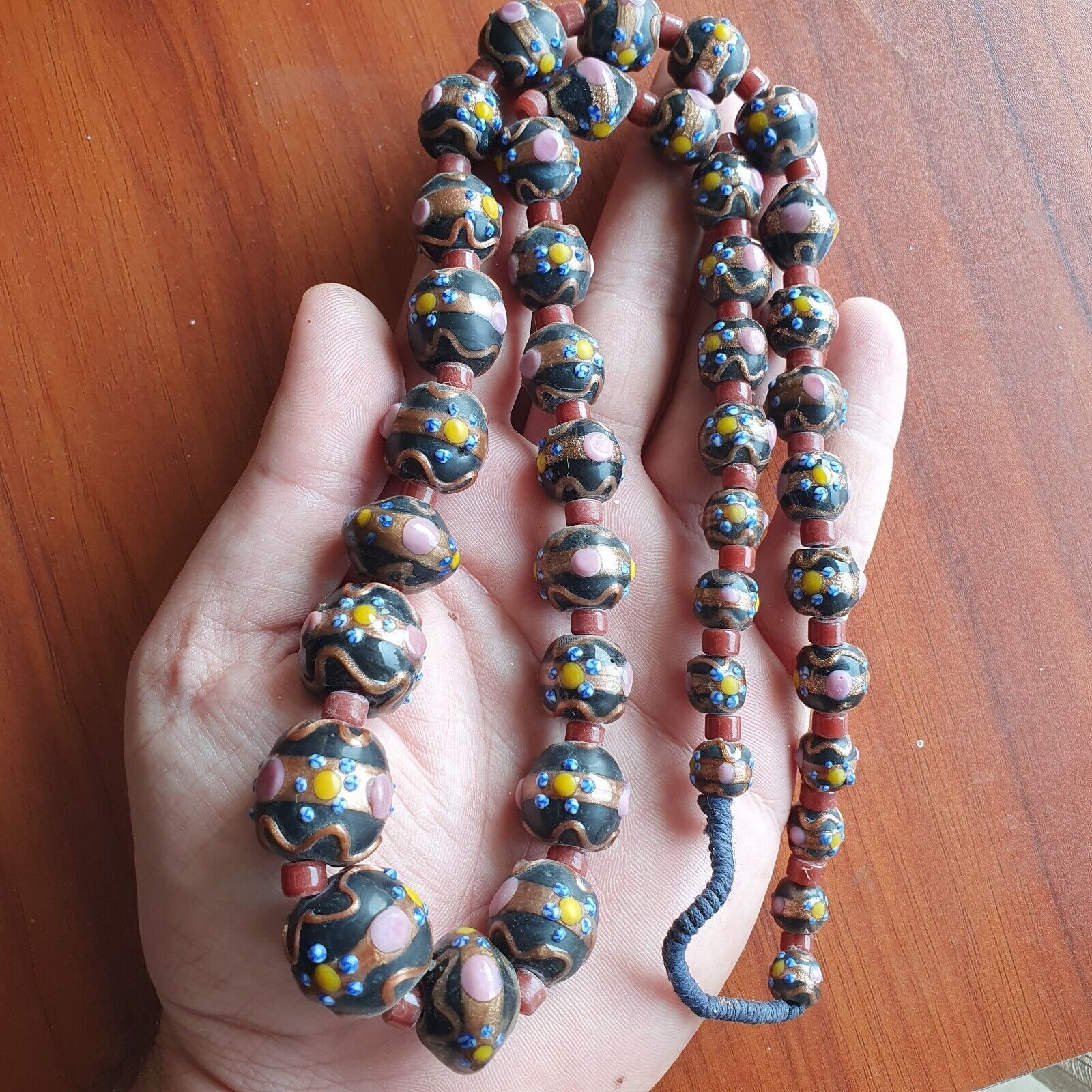 VINTAGE BEAUTIFUL MURANOI ART Fancy 13MM Aventurine GLASS BEADS Strand