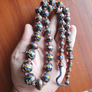 East Oasis Vintage Murano Style Aventurine Glass Bead Strand, Fancy 13mm Beads