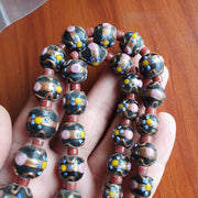 East Oasis Vintage Murano Style Aventurine Glass Bead Strand, Fancy 13mm Beads