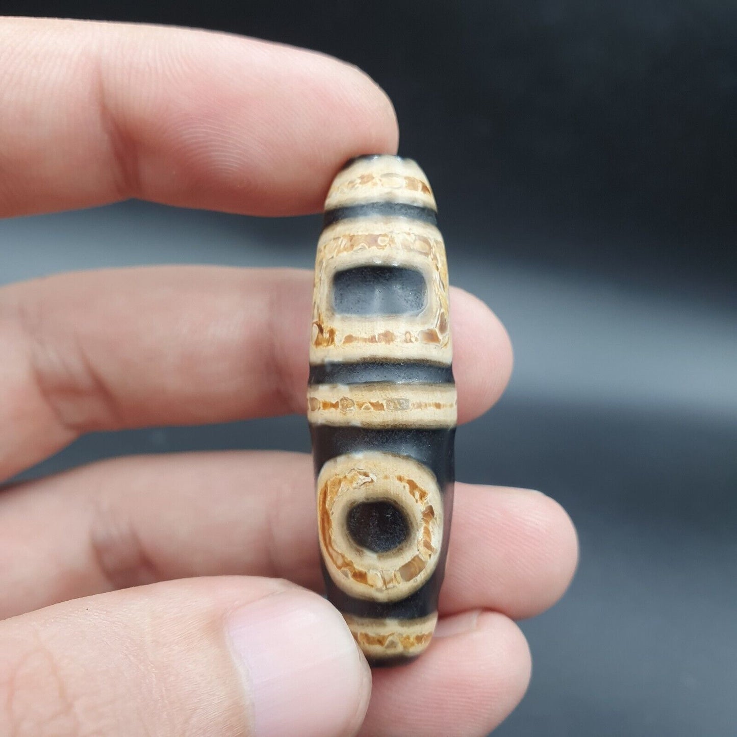 力量藏老瑪瑙*2眼2窗*天珠靈性吊墜