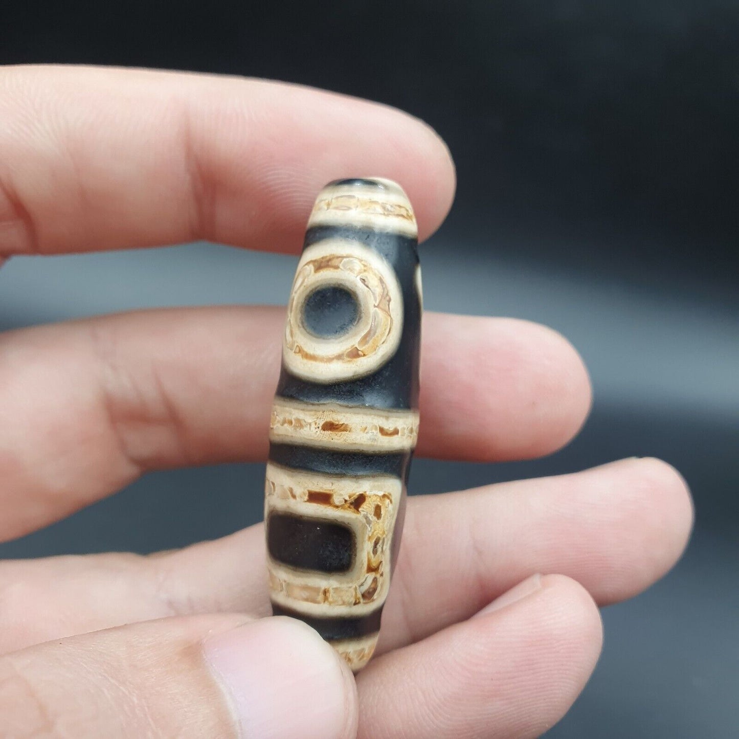 力量藏老瑪瑙*2眼2窗*天珠靈性吊墜