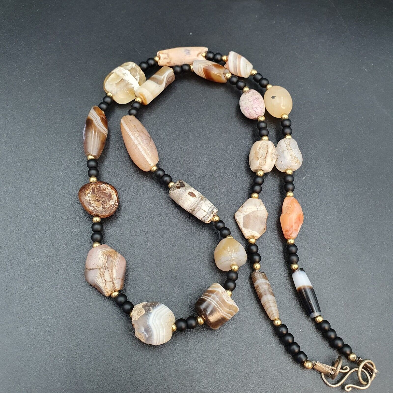 Ancient Agate Beads middle eastern Eye Suleimani Himalaya Necklace