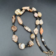 Ancient Agate Beads middle eastern Eye Suleimani Himalaya Necklace