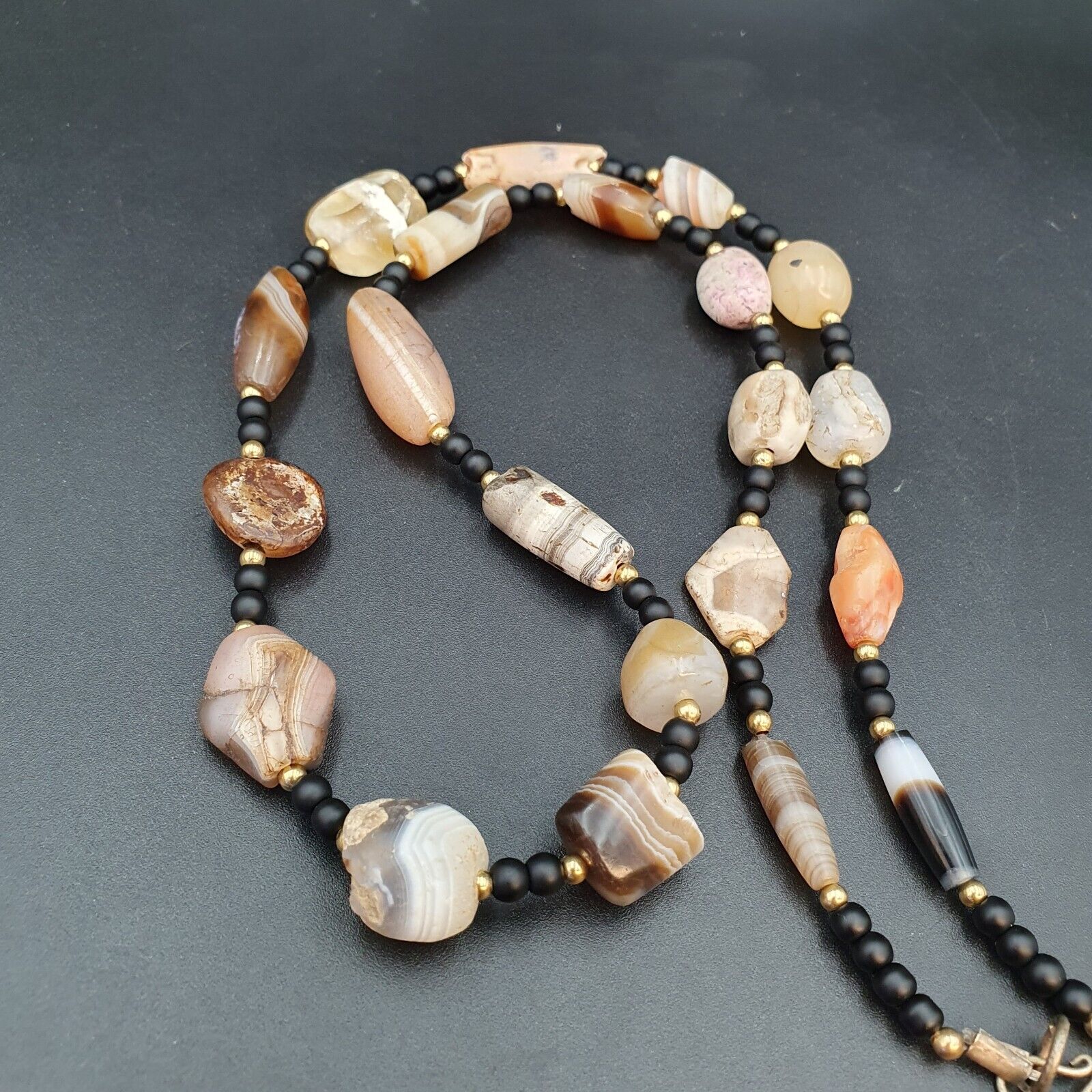Ancient Agate Beads middle eastern Eye Suleimani Himalaya Necklace