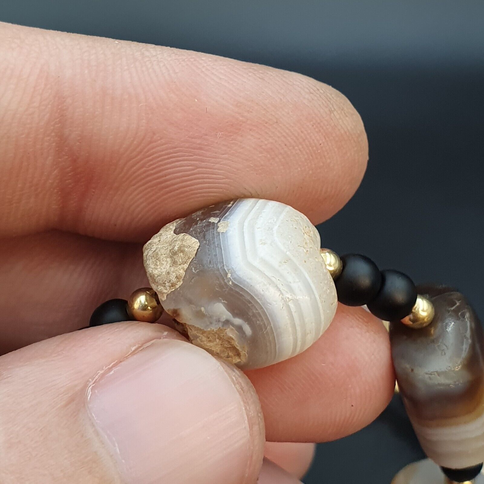 Ancient Agate Beads middle eastern Eye Suleimani Himalaya Necklace