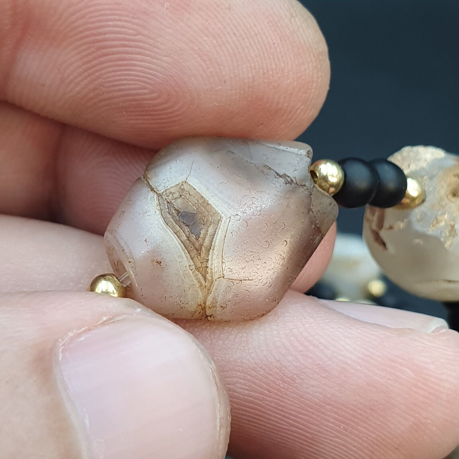 Ancient Agate Beads middle eastern Eye Suleimani Himalaya Necklace