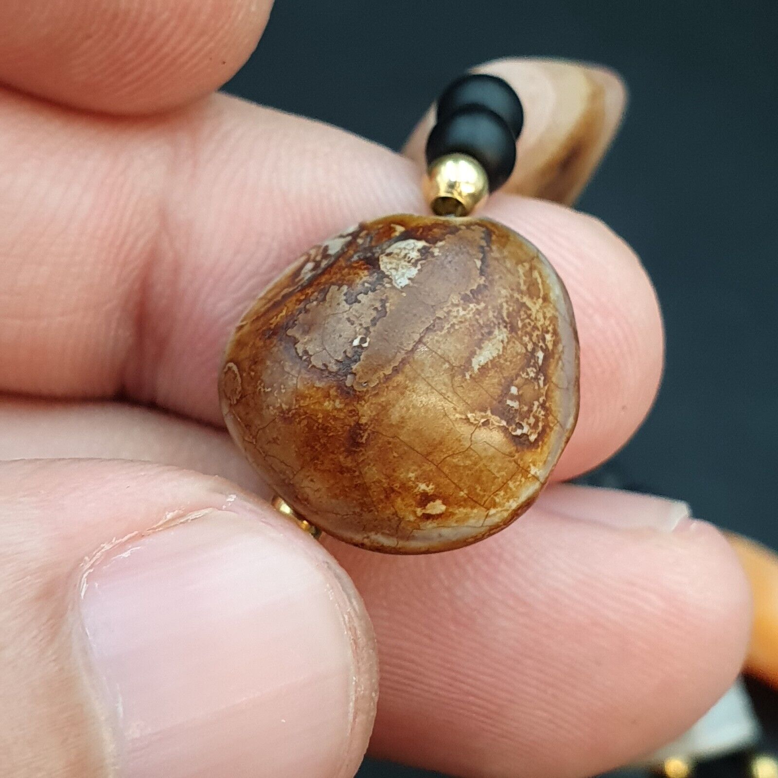 Ancient Agate Beads middle eastern Eye Suleimani Himalaya Necklace