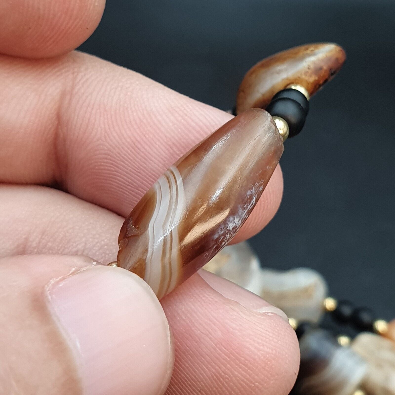 Ancient Agate Beads middle eastern Eye Suleimani Himalaya Necklace