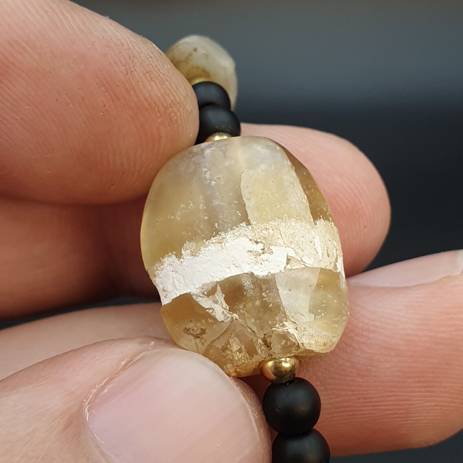 Ancient Agate Beads middle eastern Eye Suleimani Himalaya Necklace