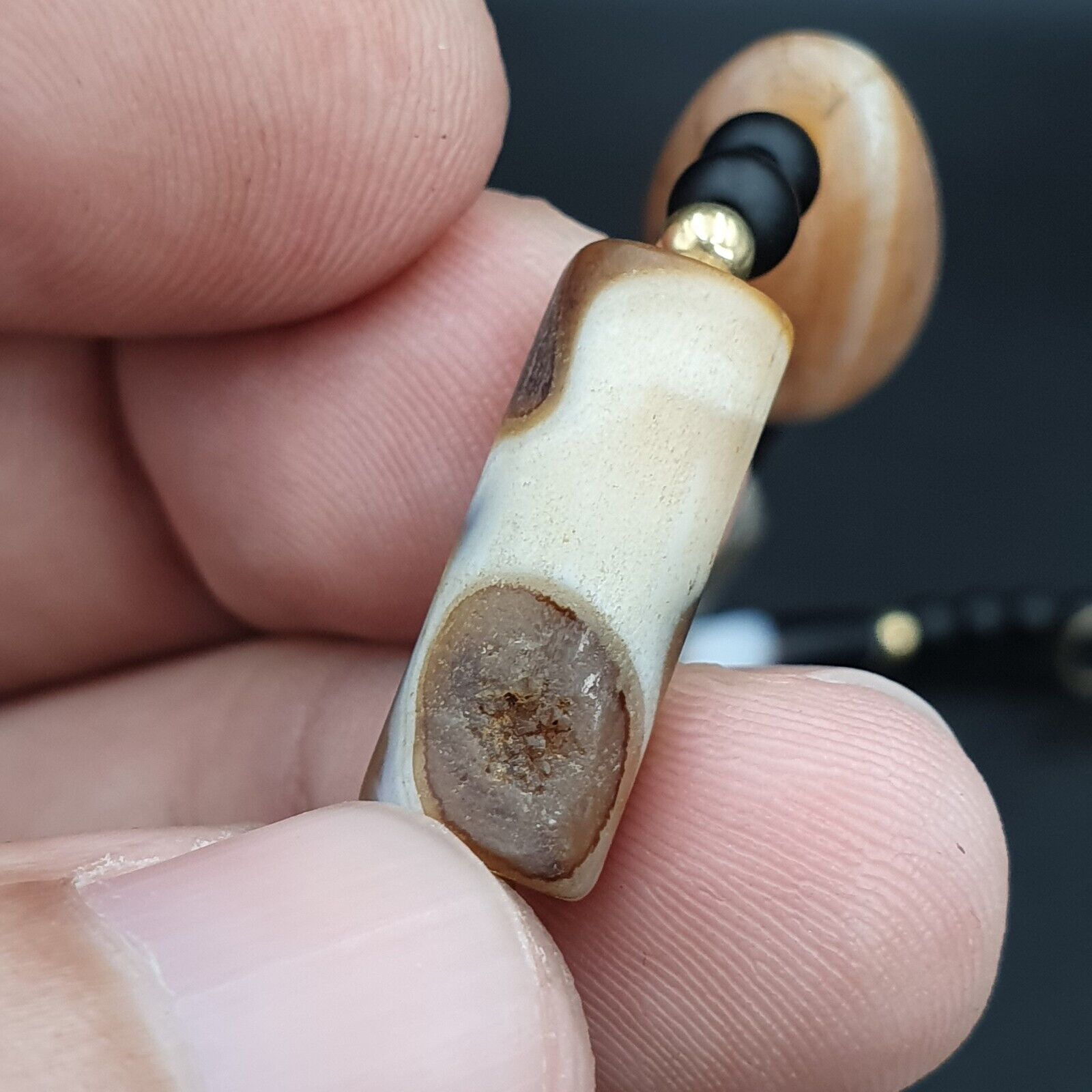 Ancient Agate Beads middle eastern Eye Suleimani Himalaya Necklace