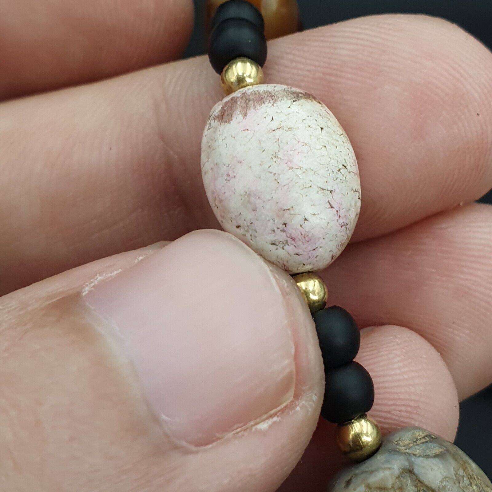 Ancient Agate Beads middle eastern Eye Suleimani Himalaya Necklace
