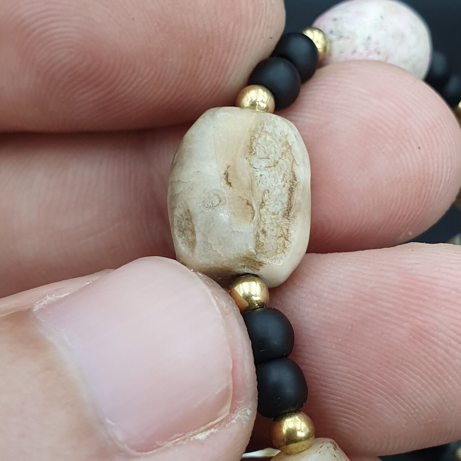 Ancient Agate Beads middle eastern Eye Suleimani Himalaya Necklace