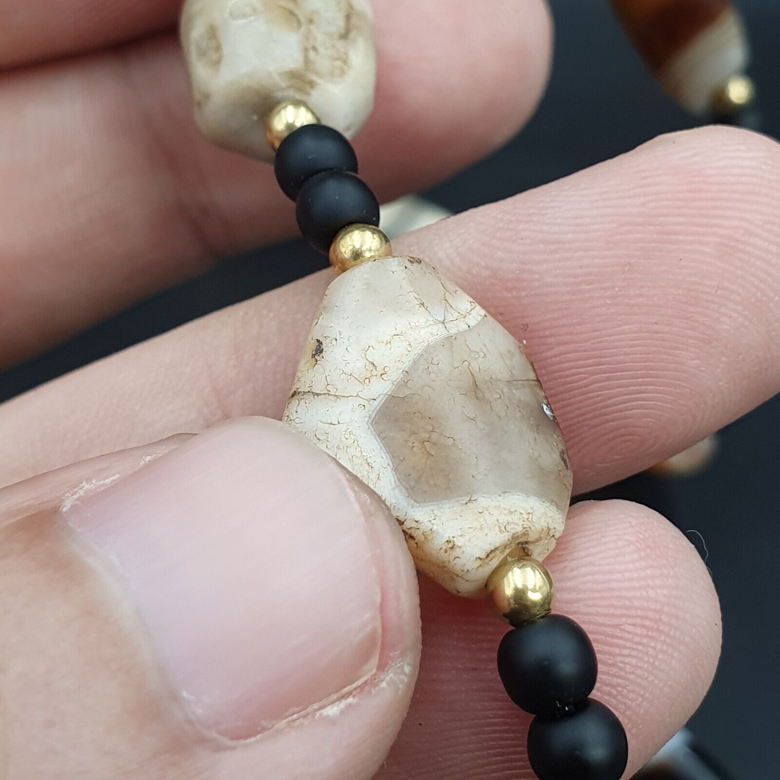 Ancient Agate Beads middle eastern Eye Suleimani Himalaya Necklace