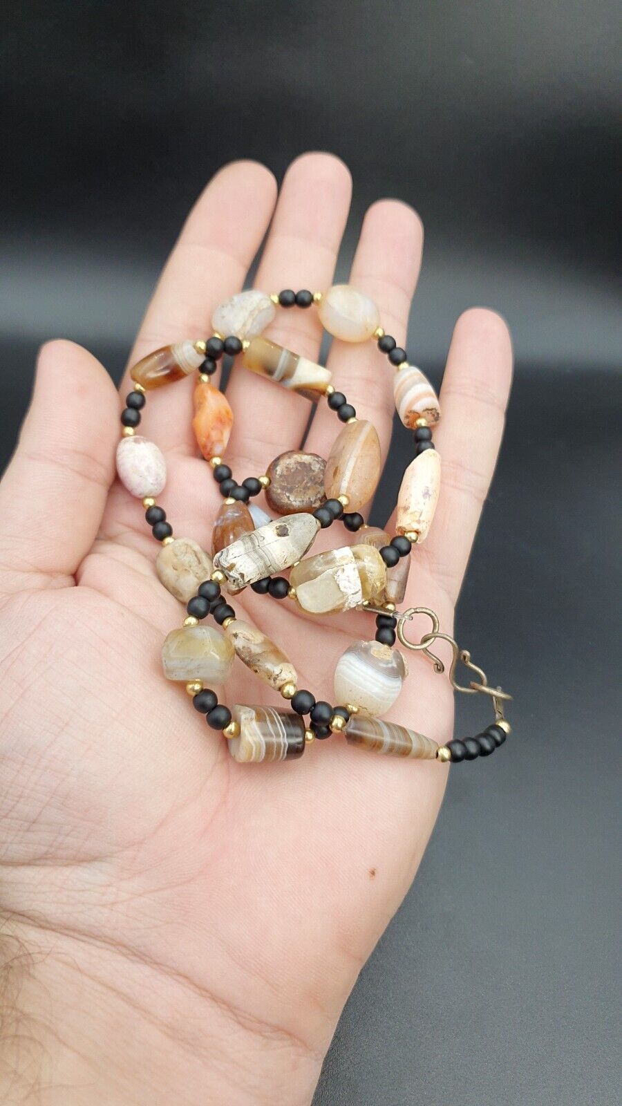 Ancient Agate Beads middle eastern Eye Suleimani Himalaya Necklace