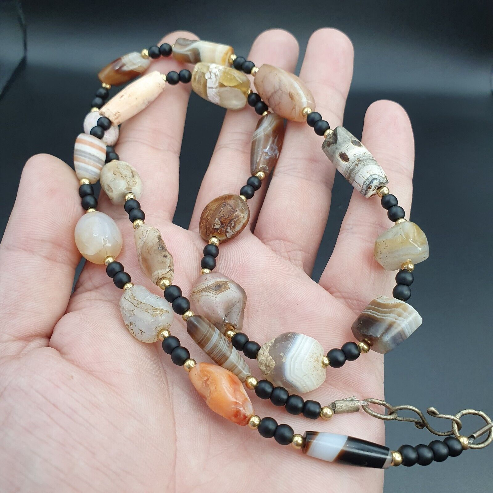 Ancient Agate Beads middle eastern Eye Suleimani Himalaya Necklace