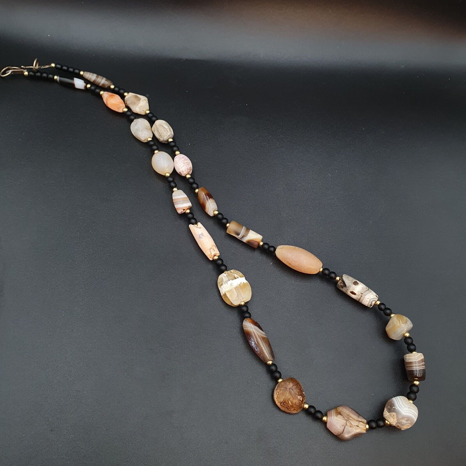 Ancient Agate Beads middle eastern Eye Suleimani Himalaya Necklace