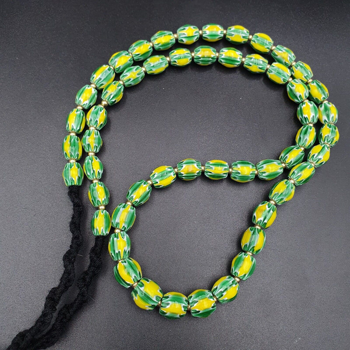 Stunning Watermelon Chevrons Venetian Trade Beads Africa Authentic Antiques