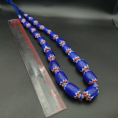 Venetian Style Trade beads Old African Chevron Glass Beads Long Strand