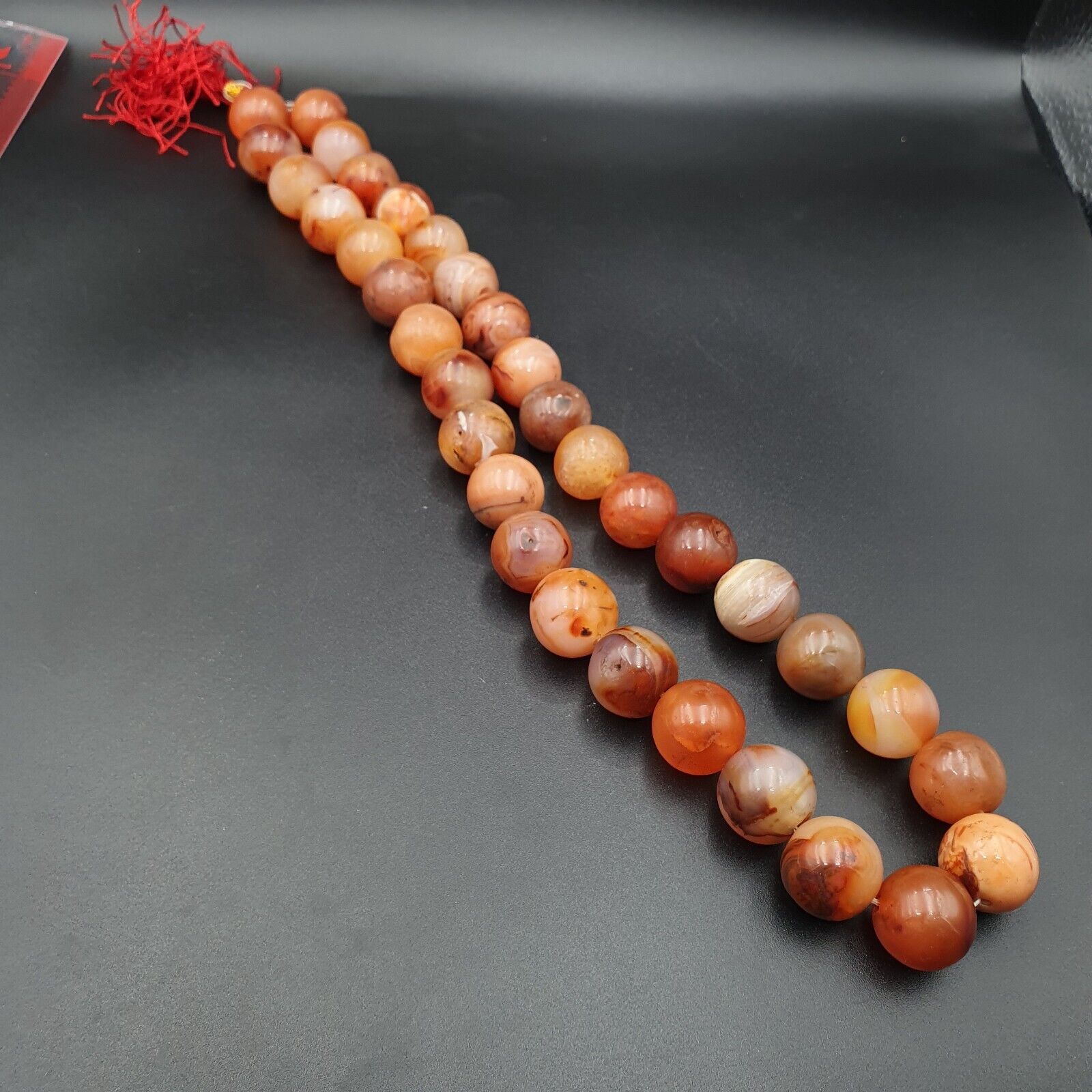 Ancient Himalayan Indo Tibetan carnelian Pink Agate beads Buddhist Prayer Mala