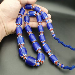 Venetian Style Trade beads Old African Chevron Glass Beads Long Strand