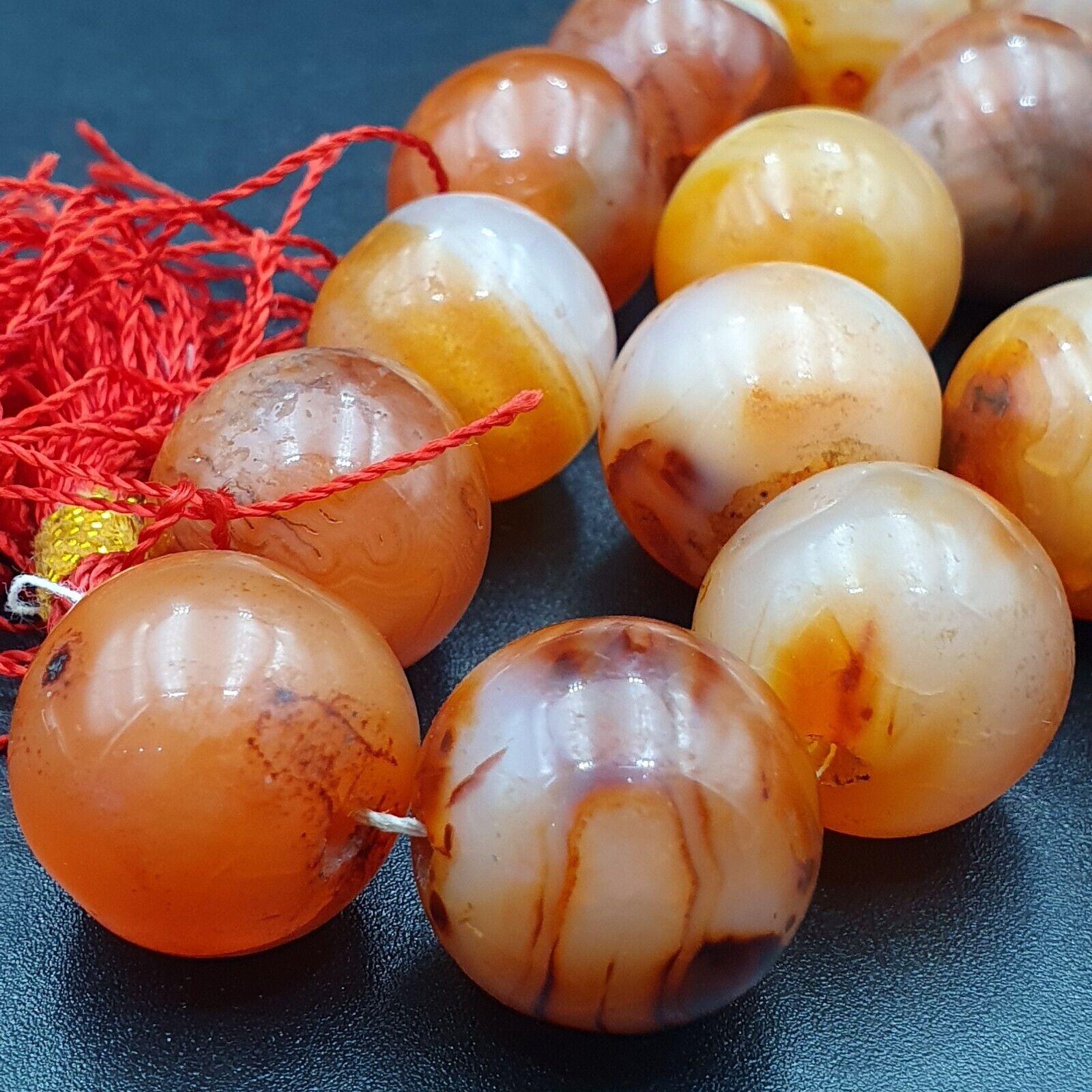 Ancient Himalayan Indo Tibetan carnelian Pink Agate beads Buddhist Prayer Mala