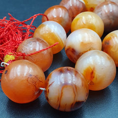 Ancient Himalayan Indo Tibetan carnelian Pink Agate beads Buddhist Prayer Mala