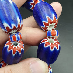 Venetian Style Trade beads Old African Chevron Glass Beads Long Strand