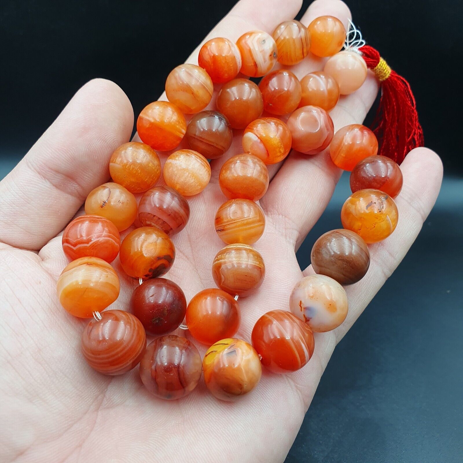 Buddhist Rosary Mala Juzu Prayer beads Tibet carnelian pink Agate 15mm Beads