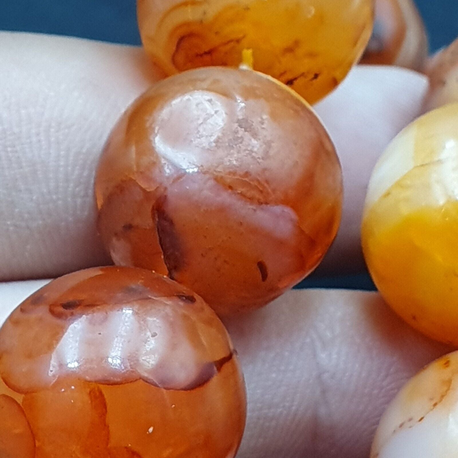 Ancient Himalayan Indo Tibetan carnelian Pink Agate beads Buddhist Prayer Mala