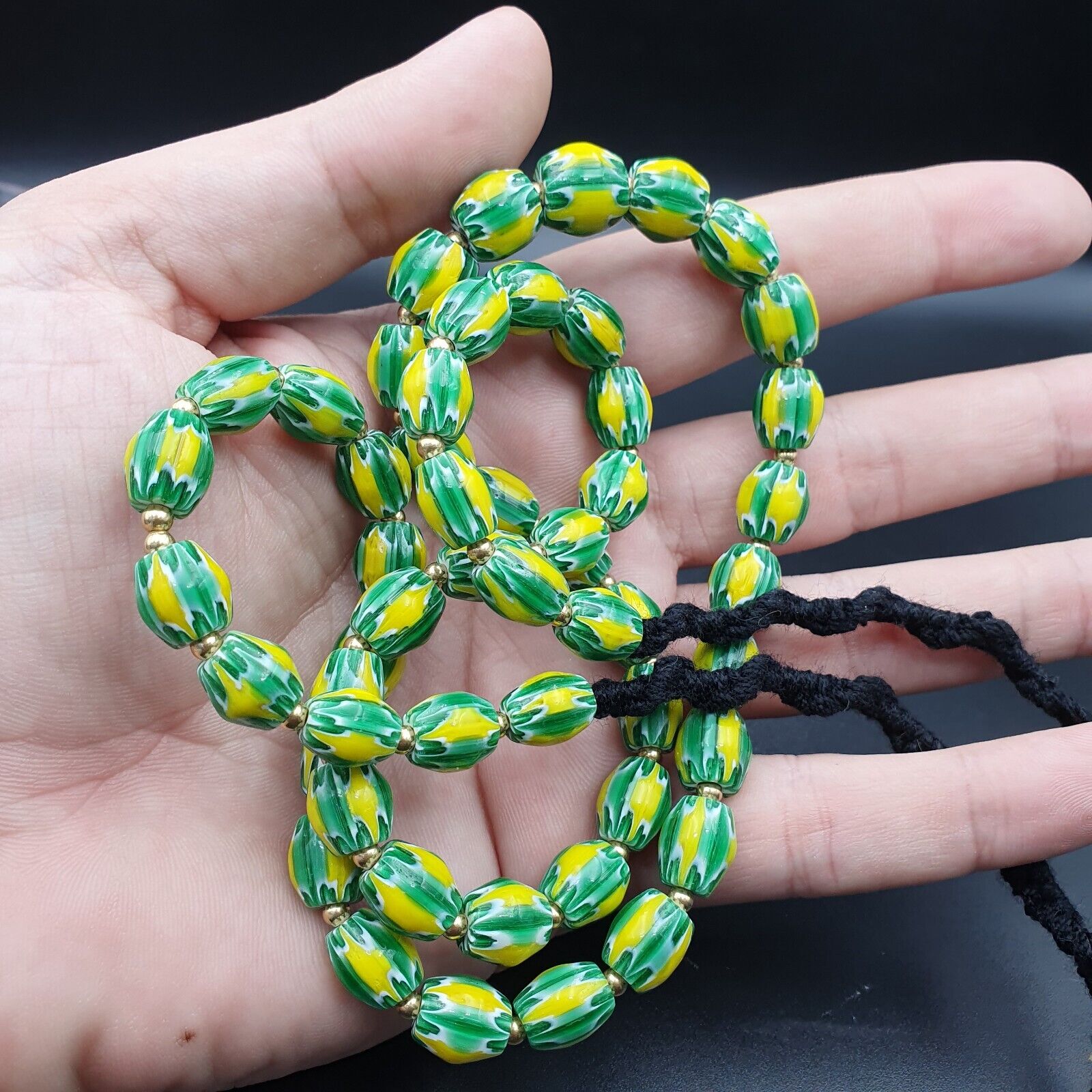Stunning watermelon Chevrons Venetian Trade Beads Africa Authentic Antiques