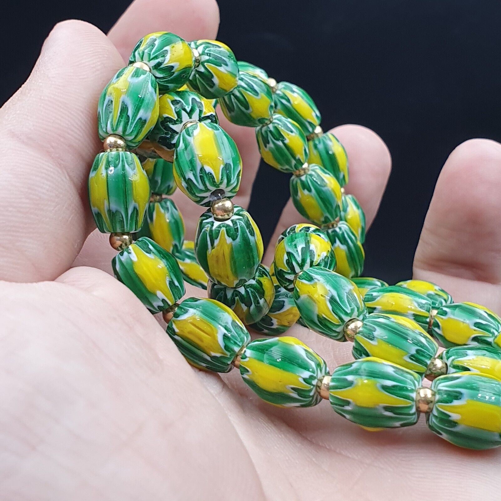Stunning watermelon Chevrons Venetian Trade Beads Africa Authentic Antiques