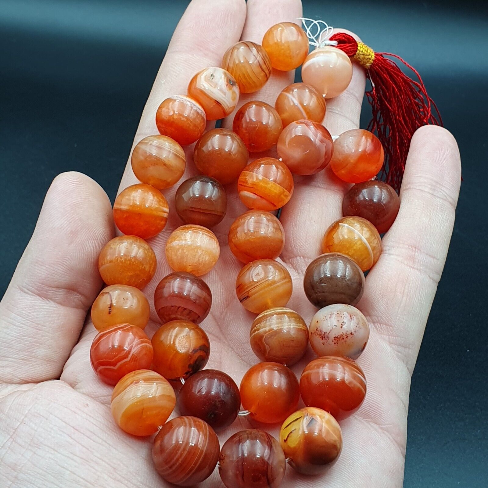 Buddhist Rosary Mala Juzu Prayer beads Tibet carnelian pink Agate 15mm Beads