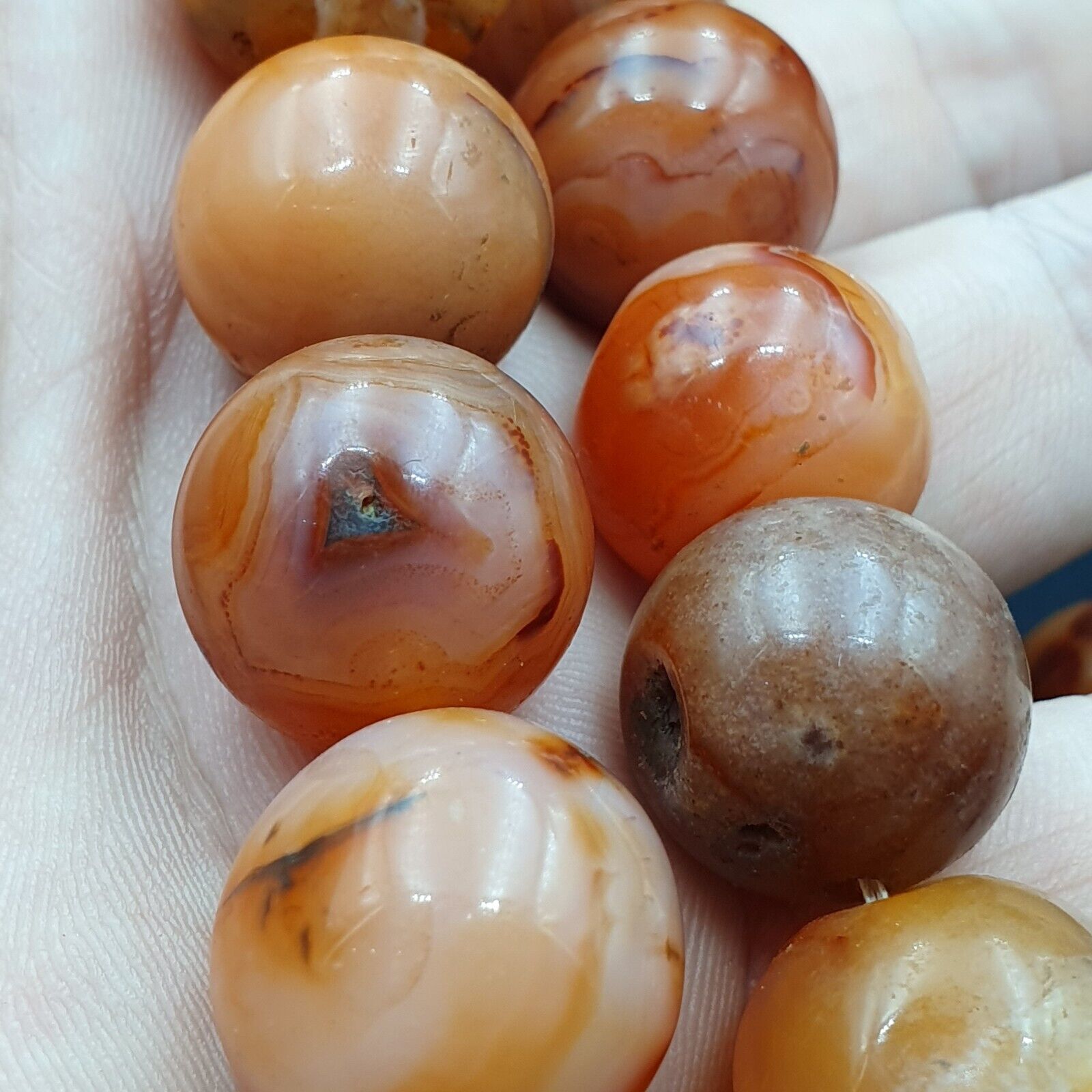 Ancient Himalayan Indo Tibetan carnelian Pink Agate beads Buddhist Prayer Mala